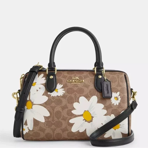 NWT💃Coach Rowan Satchel/Crossbody Bag In Signature Canvas With Floral Print - Picture 7 of 10